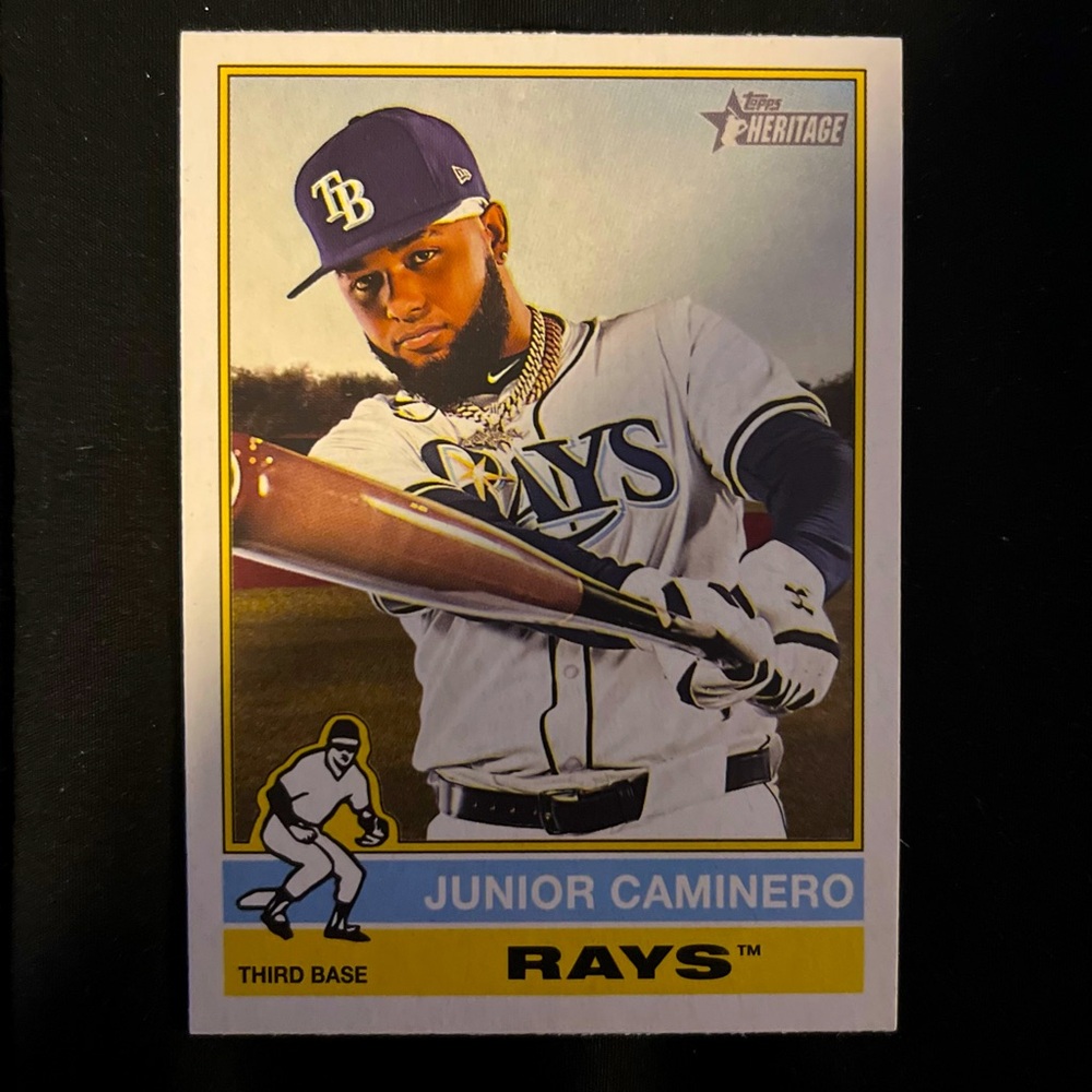 Junior Caminero 2025 TOPPS HERITAGE #280 Tampa Bay Rays Baseball Card